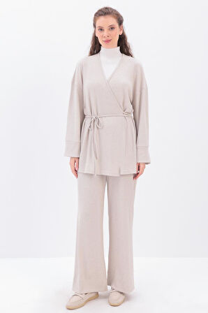 Bej-Krovaze Pantalonlu Takım