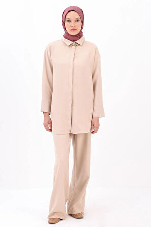 Bej-GÖMLEKLİ PANTOLONLU TAKIM