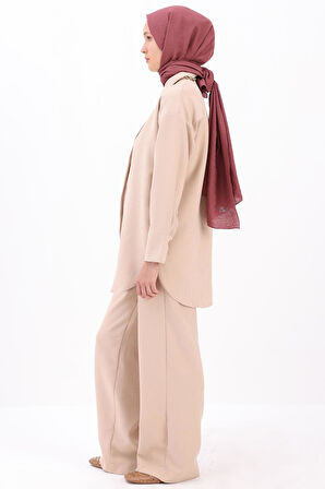 Bej-GÖMLEKLİ PANTOLONLU TAKIM