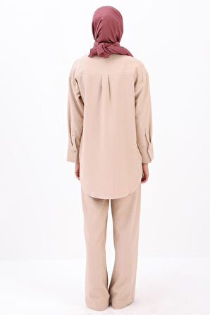 Bej-GÖMLEKLİ PANTOLONLU TAKIM