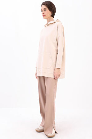 Taş-Kapüşonlu Sweat Tunik