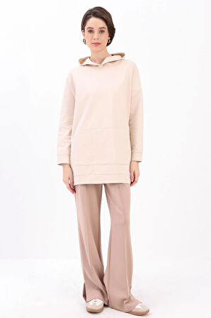 Taş-Kapüşonlu Sweat Tunik