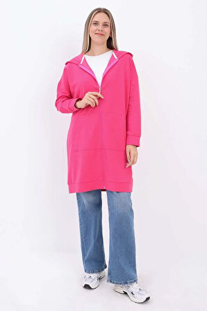 Fuşya-Fermuarlı Sweat Hırka