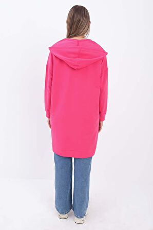 Fuşya-Fermuarlı Sweat Hırka