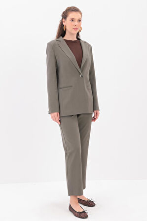 Haki-Astarlı Blazer Ceket