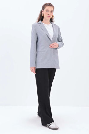 Gri-Astarlı Blazer Ceket