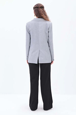 Gri-Astarlı Blazer Ceket