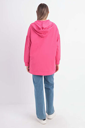 Fuşya-Fermuarlı Sweat Hırka