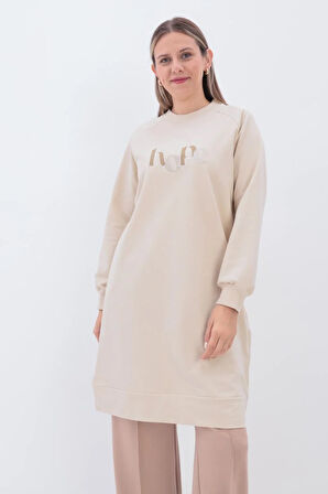 Taş-YANDAN GARNİ YIRTMAÇLI SWEAT TUNİK