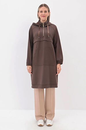 Kahve-Ön Roba Dubleli Sweat Tunik