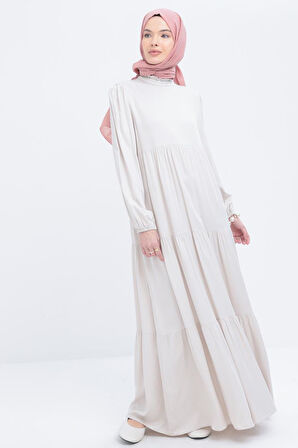 Allday Yakası Fırfır Detaylı Büzgülü Elbise S60166A0