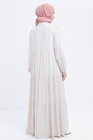 Allday Yakası Fırfır Detaylı Büzgülü Elbise S60166A0