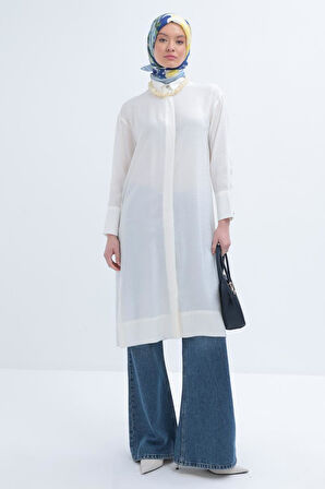 Allday Taş Düğmeli Uzun Moda Kadınl Gömlek 24DS51259AL0