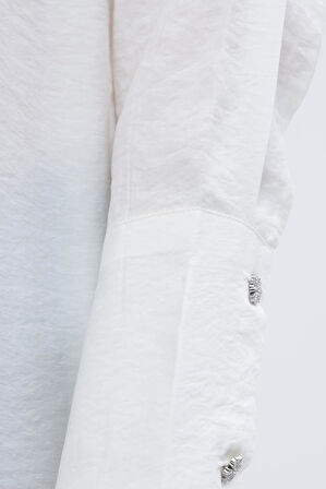 Allday Taş Düğmeli Uzun Moda Kadınl Gömlek 24DS51259AL0