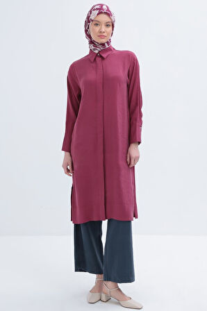 Allday Taş Düğmeli Uzun Moda Kadınl Gömlek 24DS51259AL0