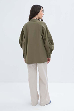 Allday İnce Kuşaklı Pileli Poplin Gömlek X51314A0