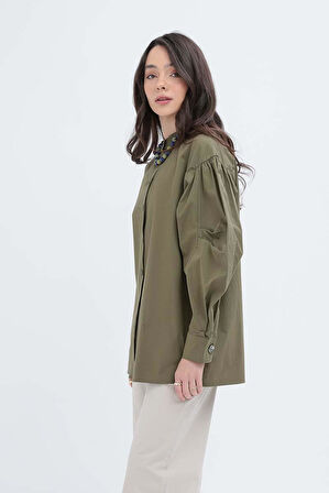 Allday İnce Kuşaklı Pileli Poplin Gömlek X51314A0