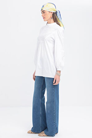 Allday Fisto Garnili Kolu Lastikli Poplin Tunik X50249A0