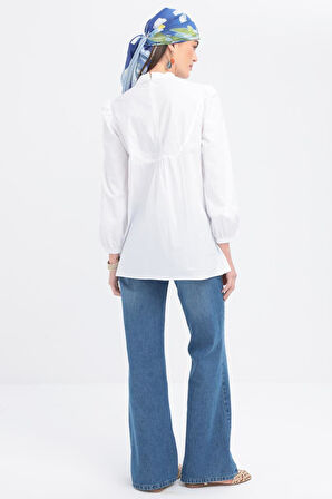 Allday Fisto Garnili Kolu Lastikli Poplin Tunik X50249A0