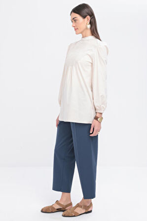 Allday Fisto Garnili Kolu Lastikli Poplin Tunik X50249A0