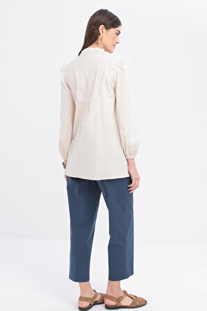 Allday Fisto Garnili Kolu Lastikli Poplin Tunik X50249A0