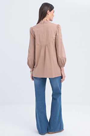 Allday Fisto Garnili Kolu Lastikli Poplin Tunik X50249A0