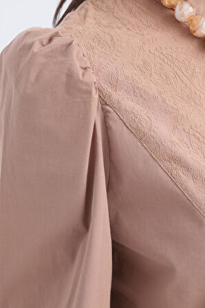 Allday Fisto Garnili Kolu Lastikli Poplin Tunik X50249A0