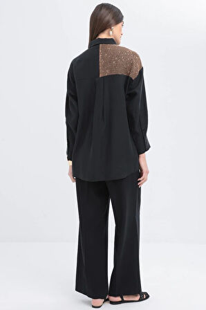 Siyah-File Garnili Gömlek Tunik