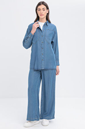 Allday Büyük Cepli Denim Pantolonlu Takım S30085A0