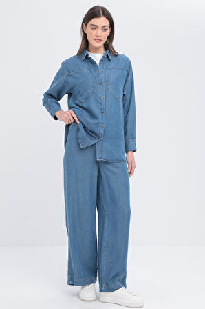 Allday Büyük Cepli Denim Pantolonlu Takım S30085A0