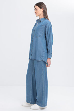 Allday Büyük Cepli Denim Pantolonlu Takım S30085A0