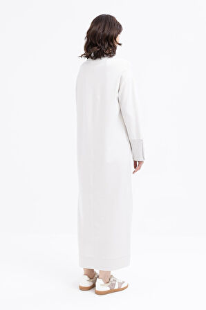 Allday Manşeti Kalın Ribanalı Düğme Detaylı Kadın Elbise S6017A0