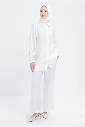 Allday Zincir Nakışlı Kolu Lastikli Gömlek S51321A0