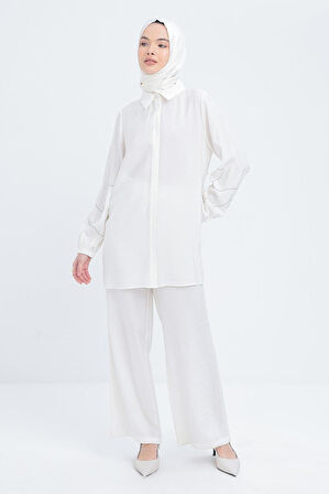 Allday Zincir Nakışlı Kolu Lastikli Gömlek S51321A0