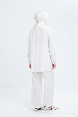 Allday Zincir Nakışlı Kolu Lastikli Gömlek S51321A0