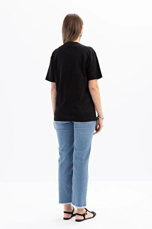 Allday Kısa Kollu Nakış Detaylı Kadın T-shirt S16032A0