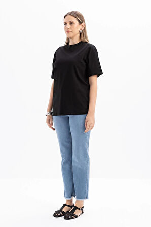 Allday Kısa Kollu Nakış Detaylı Kadın T-shirt S16032A0