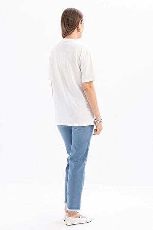 Allday Kısa Kollu Nakış Detaylı Kadın T-shirt S16032A0