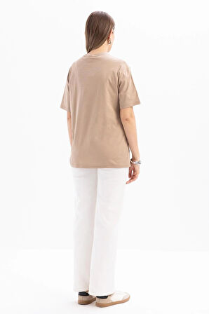 Allday Kısa Kollu Nakış Detaylı Kadın T-shirt S16032A0