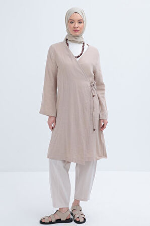 Allday Kadın Belden Bağlamalı Müslin Kap S85052A0