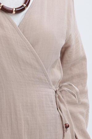 Allday Kadın Belden Bağlamalı Müslin Kap S85052A0