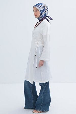 Allday Kadın Belden Bağlamalı Müslin Kap S85052A0