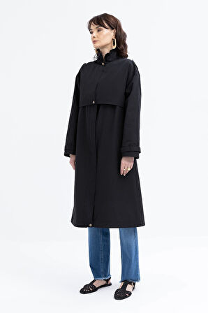 Allday Cepli Rügarlıklı Kadın Trençkot B87029A0