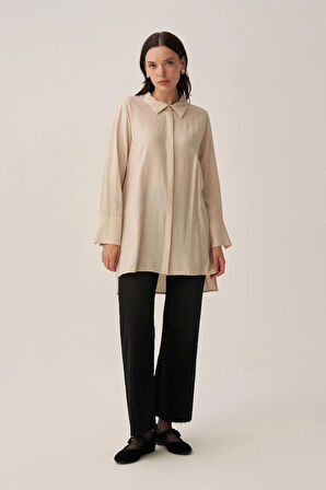 Taş-Kırışık Efektli Şık Poplin Gömlek