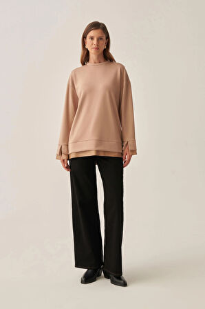 Vizon-Yumuşak Dokulu Deri Garnili Tunik