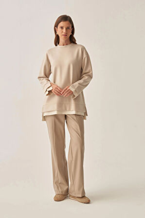 Taş-Yumuşak Dokulu Deri Garnili Tunik