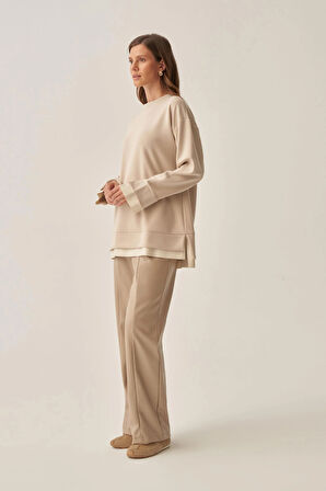 Taş-Yumuşak Dokulu Deri Garnili Tunik