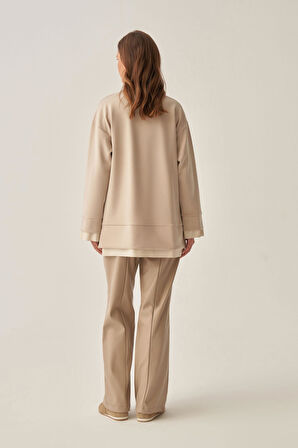 Taş-Yumuşak Dokulu Deri Garnili Tunik