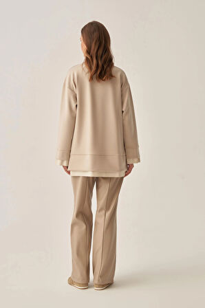 Taş-Yumuşak Dokulu Deri Garnili Tunik