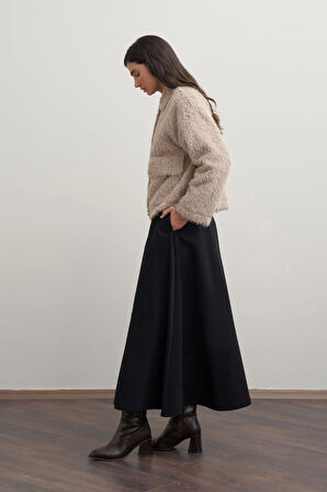 Vizon-Gold Dügmeli Peluş Ceket